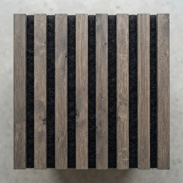 Smoked Oak timber acoustic slat wall panel finish