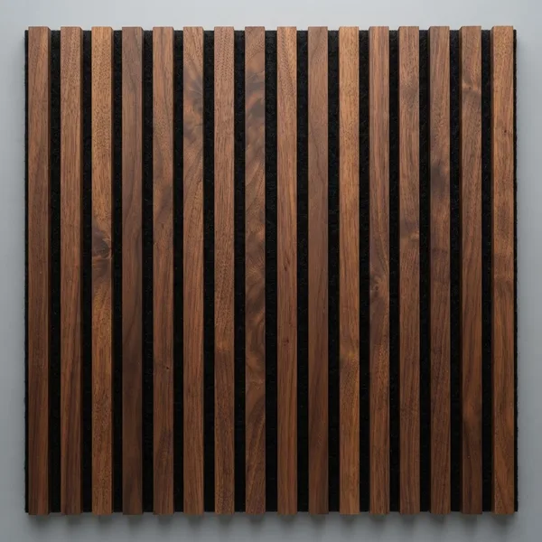 Walnut timber acoustic slat wall panel finish